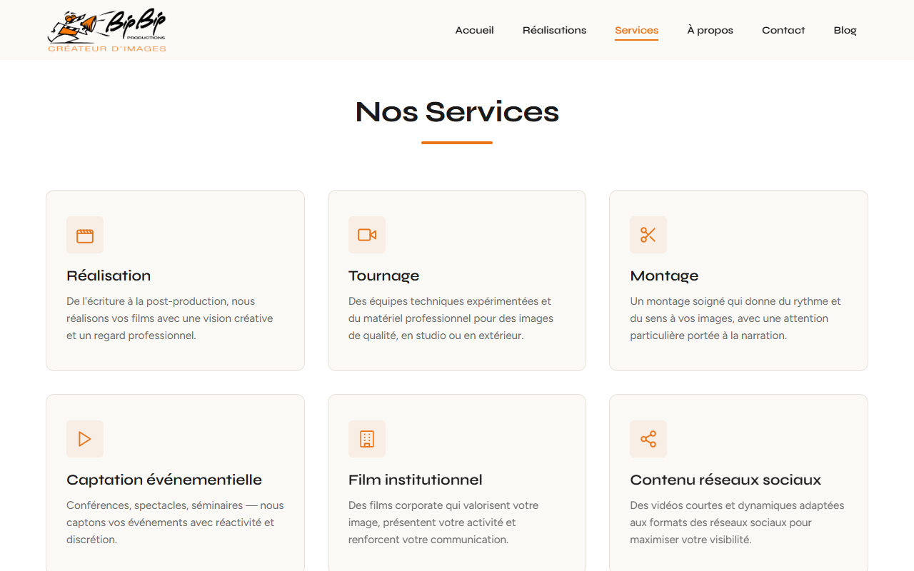 Site Bip Bip Productions — société de production audiovisuelle