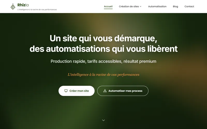 Site Rhizia — Automatisation et création de sites
